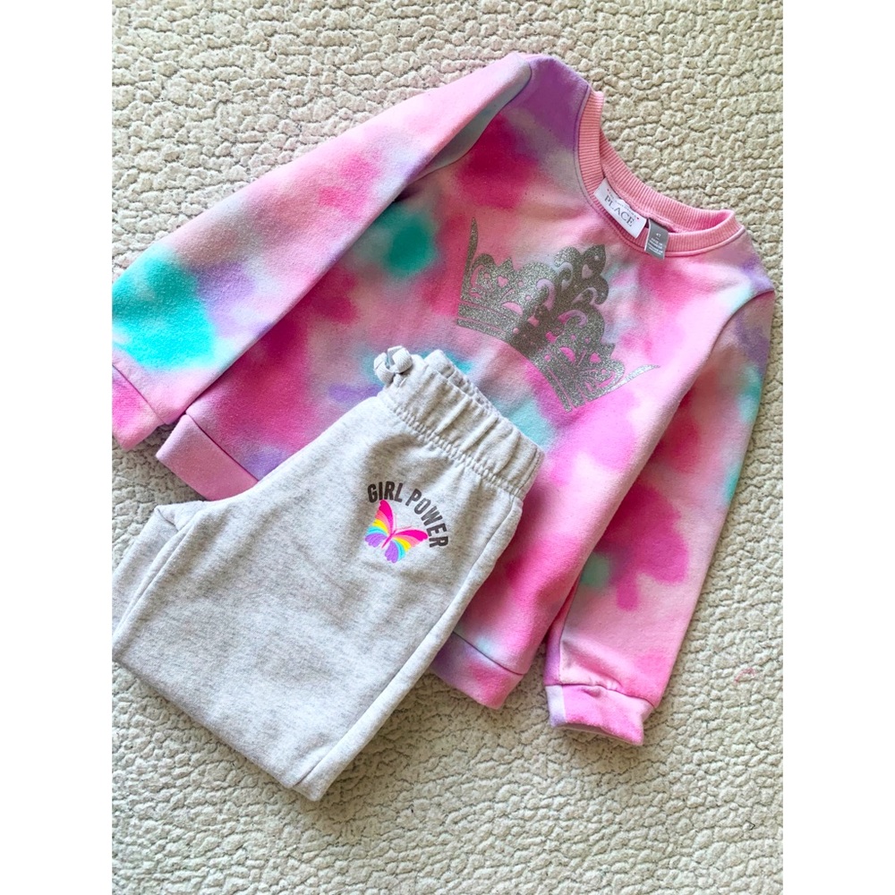 4T tie-dye sweater matching sweats